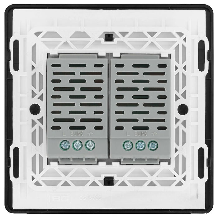 BG Evolve Polycarbonate Black Chrome Double Secondary Touch Dimmer Switch PCDBCTDS2B Available From RS Electrical back side