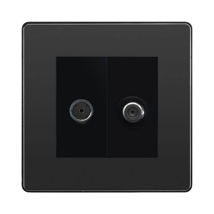 BG Evolve Black Chrome TV & Satellite Socket PCDBCTVSATB