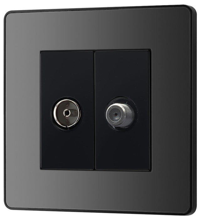 BG Evolve Polycarbonate Black Chrome TV and Satellite Socket PCDBCTVSATB Available From RS Electrical right side