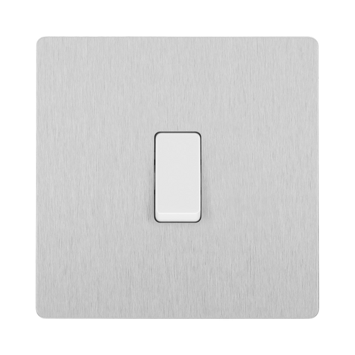 Angled view of BG Evolve Brushed Steel Intermediate Light Switch