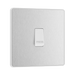 Front view of BG Evolve Brushed Steel 10A Retractive Press Switch