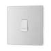 Side view of BG Evolve Brushed Steel 10A Retractive Press Switch