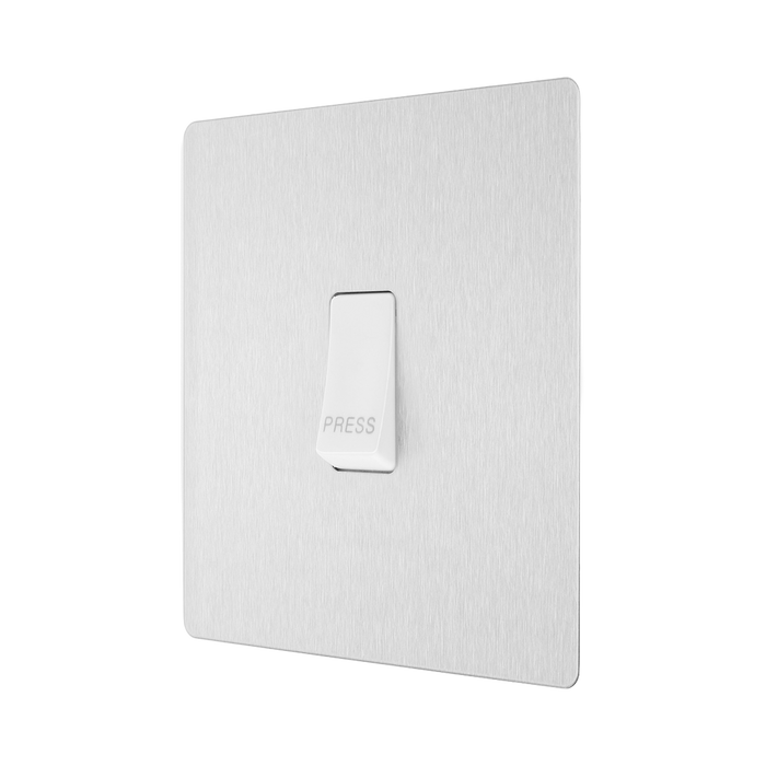 Rear view of BG Evolve Brushed Steel 10A Retractive Press Switch