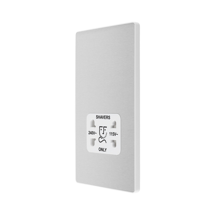 Rear view of BG Evolve Brushed Steel Dual Voltage Shaver Socket