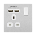 BG Evolve Brushed Steel 13A Single USB Socket PCDBS21U2W