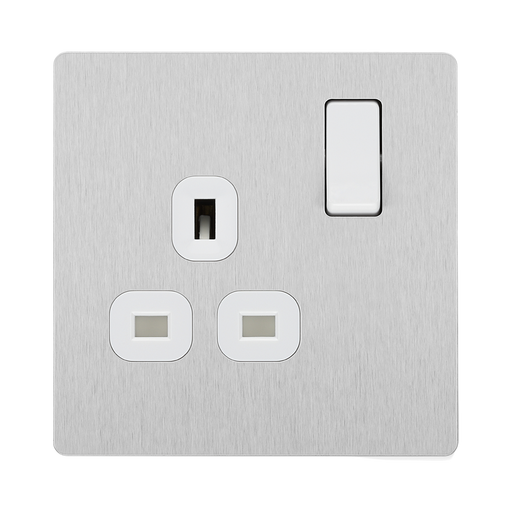 BG Evolve Brushed Steel 13A Single Socket PCDBS21W