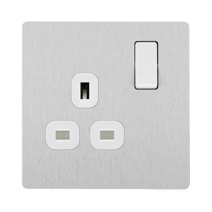 BG Evolve Brushed Steel 13A Single Socket PCDBS21W