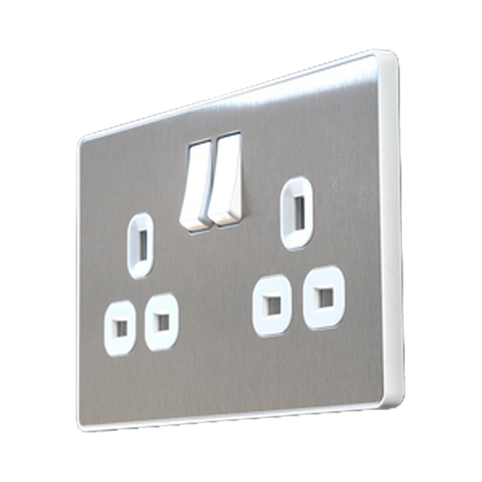 Additional view 12 of BG Evolve Brushed Steel Double Socket