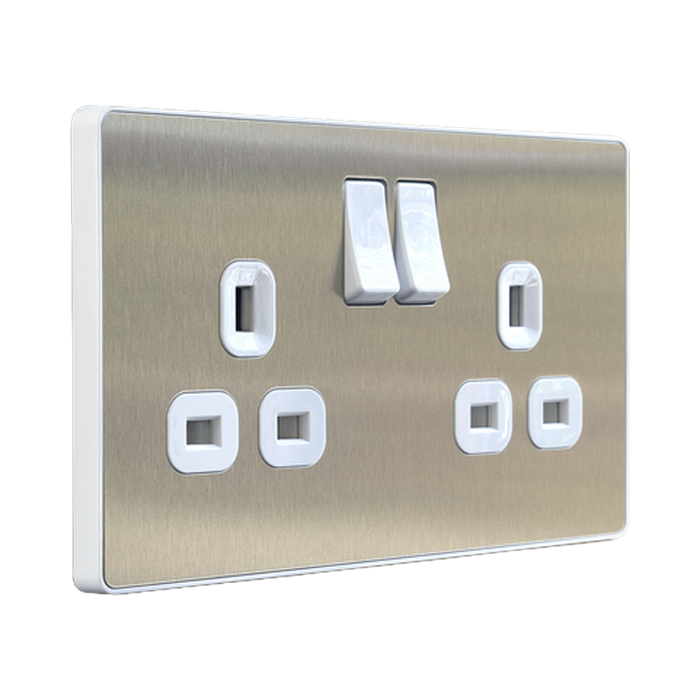 Additional view 13 of BG Evolve Brushed Steel Double Socket