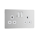 Front view of BG Evolve Brushed Steel Double Socket