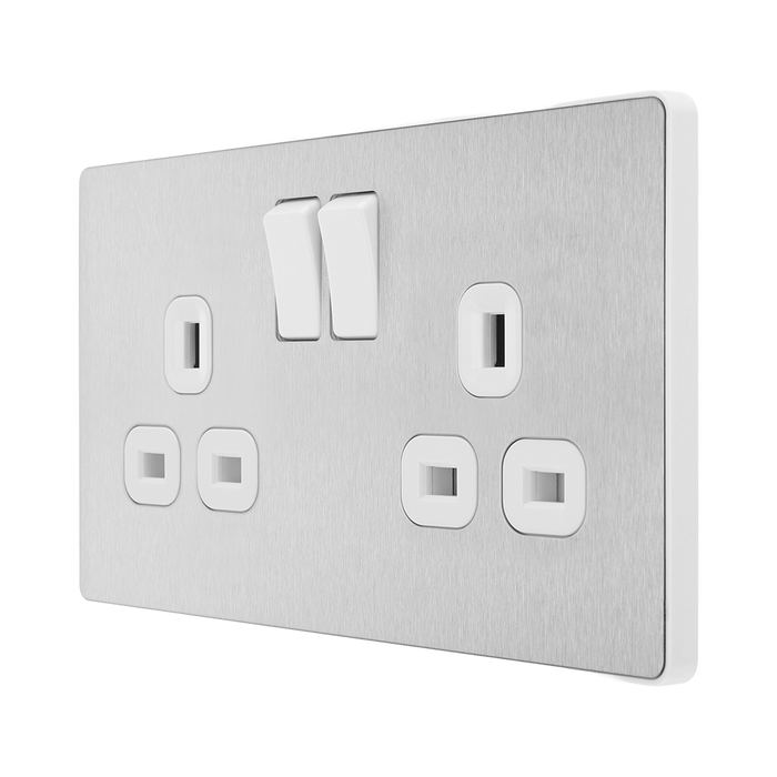 Rear view of BG Evolve Brushed Steel Double Socket