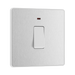 Front view of BG Evolve Brushed Steel 20A Double Pole Switch with LED