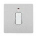 Angled view of BG Evolve Brushed Steel 20A Double Pole Switch with LED