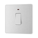 Side view of BG Evolve Brushed Steel 20A Double Pole Switch with LED
