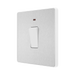 Rear view of BG Evolve Brushed Steel 20A Double Pole Switch with LED