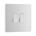 Front view of BG Evolve Brushed Steel 2G Intermediate Combination Switch (PCDBS4125 / PCDBS4225)