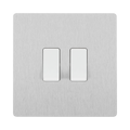 BG Evolve Brushed Steel 2G Intermediate Combination Switch – straight-on front view