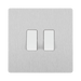 Angled view of BG Evolve Brushed Steel 2G 2W Light Switch