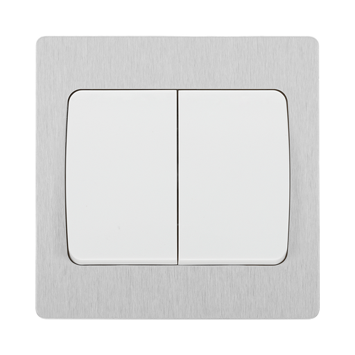 BG Evolve Brushed Steel 2G 2W Wide Rocker Light Switch PCDBS42WW