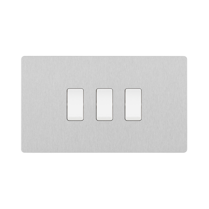 BG Evolve Brushed Steel 3G 2W Light Switch PCDBS432W