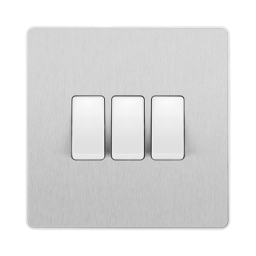 BG Evolve Brushed Steel 3G 2W Light Switch PCDBS43W