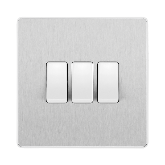 BG Evolve Brushed Steel 3G 2W Light Switch PCDBS43W