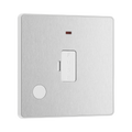 Front view of BG Evolve Brushed Steel 13A Unswitched Spur with LED and Flex Outlet