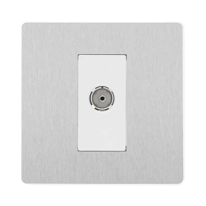 BG Evolve Brushed Steel Co-axial Socket PCDBS60W
