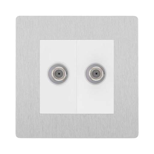 BG Evolve Brushed Steel Double Satellite Socket PCDBS612W
