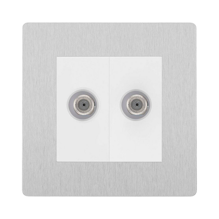 BG Evolve Brushed Steel Double Satellite Socket PCDBS612W