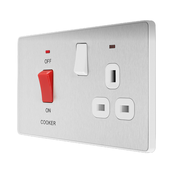 Additional view 12 of BG Evolve Brushed Steel 45A Cooker Switch with double pole switch and LED