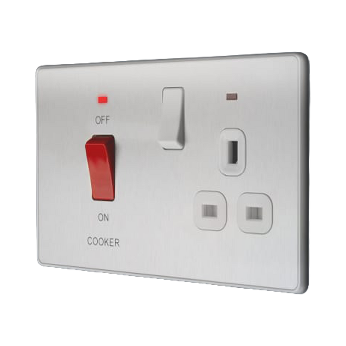 Additional view 15 of BG Evolve Brushed Steel 45A Cooker Switch with double pole switch and LED