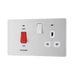 Side view of BG Evolve Brushed Steel 45A Cooker Switch with double pole switch and LED