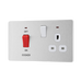 Rear view of BG Evolve Brushed Steel 45A Cooker Switch with double pole switch and LED