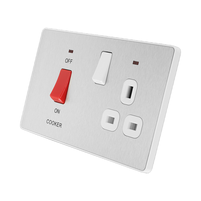 Additional view 8 of BG Evolve Brushed Steel 45A Cooker Switch with double pole switch and LED