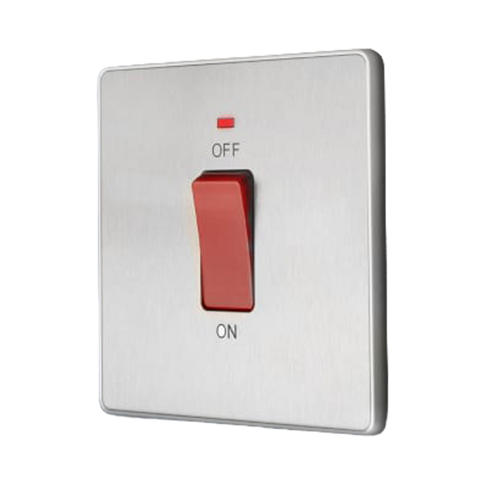 Additional view 13 of BG Evolve Brushed Steel 45A double pole switch with LED