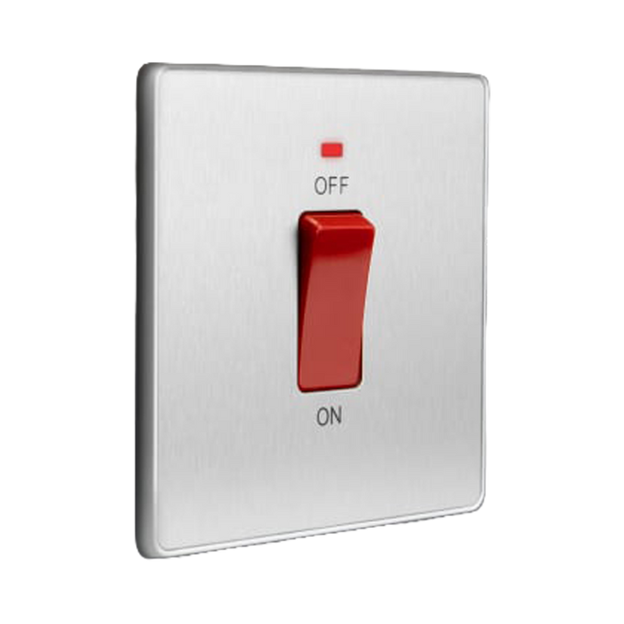 Additional view 15 of BG Evolve Brushed Steel 45A double pole switch with LED