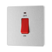 Side view of BG Evolve Brushed Steel 45A double pole switch with LED