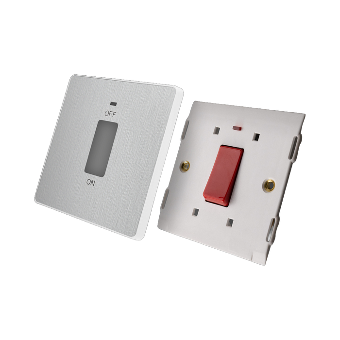 Additional view 8 of BG Evolve Brushed Steel 45A double pole switch with LED