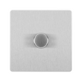 BG Evolve Brushed Steel 1G Dimmer Switch PCDBS81W – front view