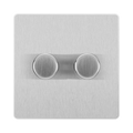 BG Evolve Brushed Steel 2G Dimmer Switch PCDBS82W – straight-on front view