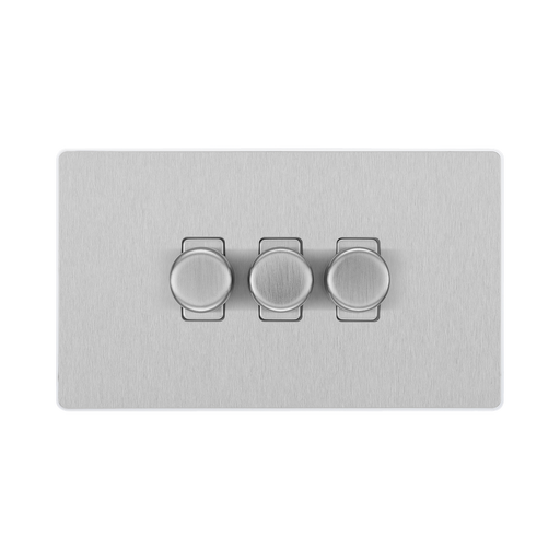 BG Evolve Brushed Steel 3G Dimmer Switch PCDBS83W – front view