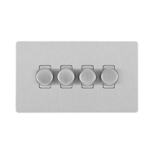 BG Evolve Brushed Steel 4G Dimmer Switch PCDBS84W – front view