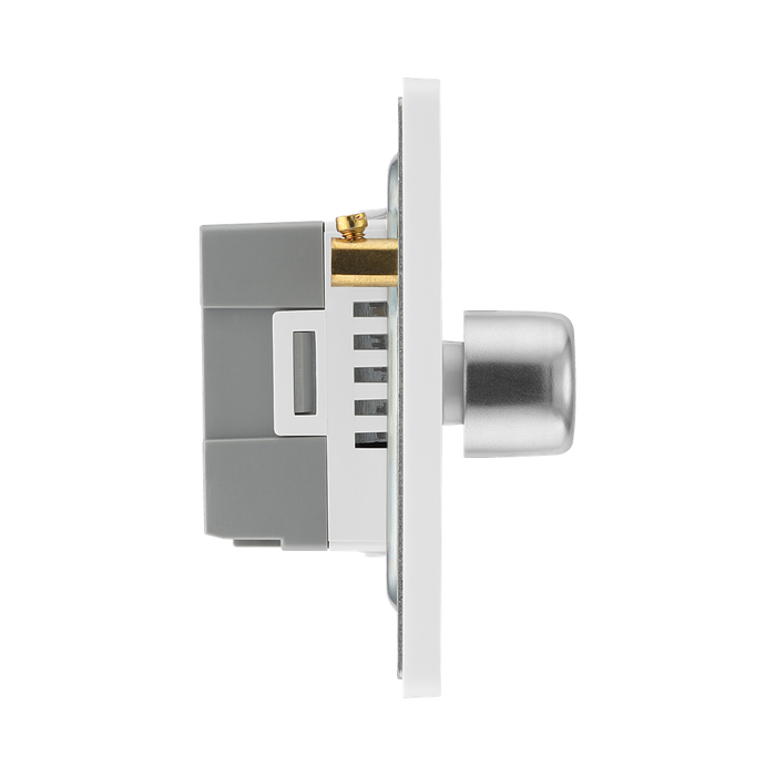BG Evolve Brushed Steel 4G Dimmer Switch PCDBS84W – side view