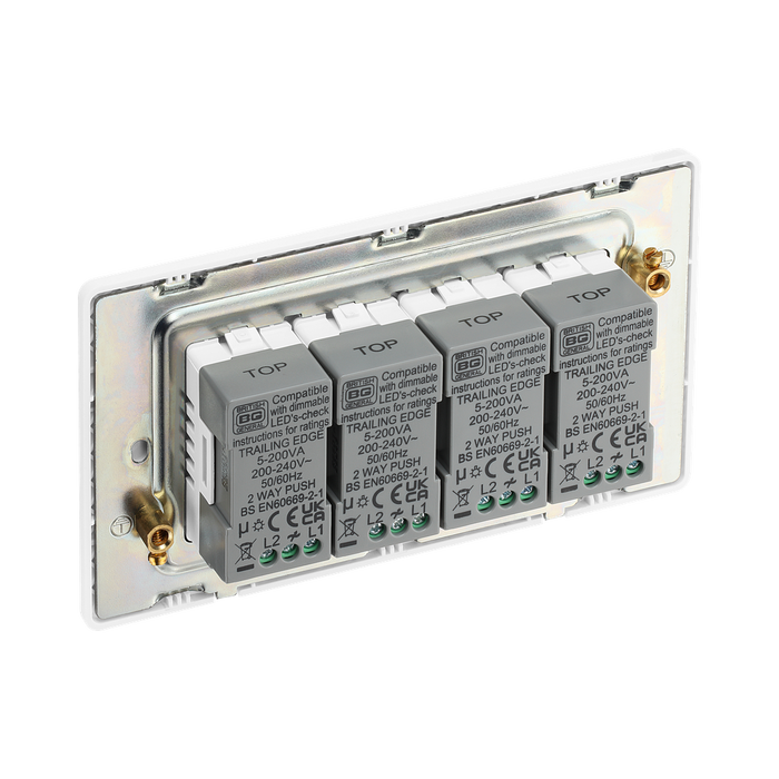 BG Evolve Brushed Steel 4G Dimmer Switch PCDBS84W – rear view