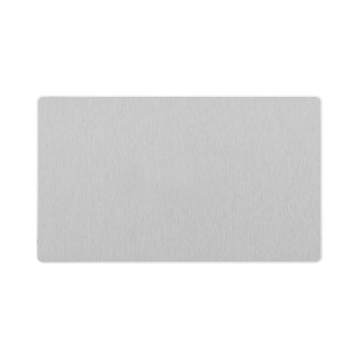 Angled view of BG Evolve Brushed Steel Double Blank Plate