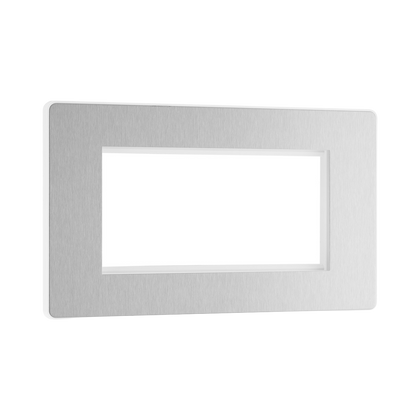 BG Evolve Brushed Steel 4G Euro Module Plate PCDBSEMR4W