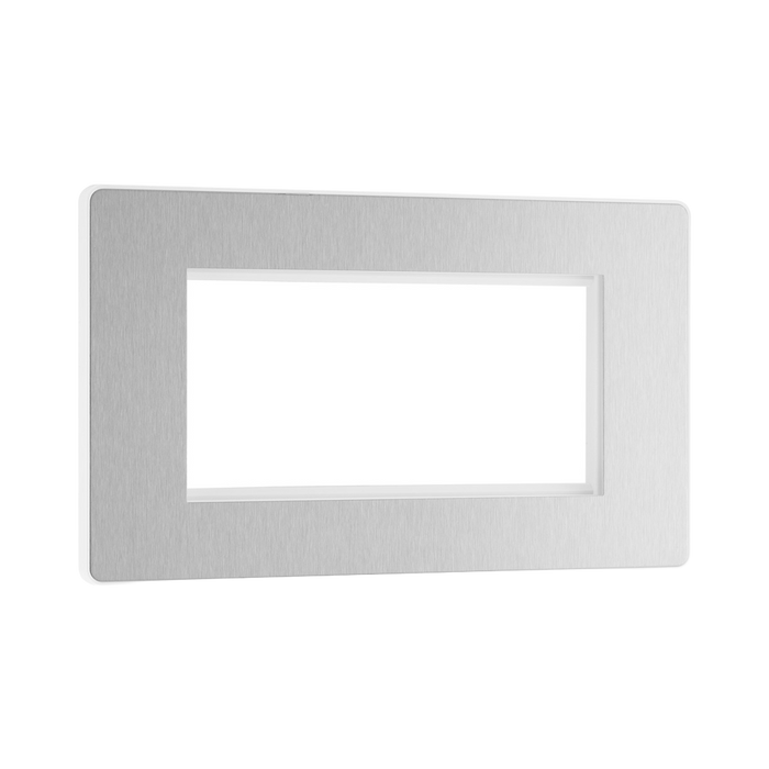 Front view of BG Evolve Brushed Steel 4G Euro Module Plate