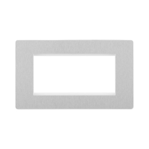 Angled view of BG Evolve Brushed Steel 4G Euro Module Plate