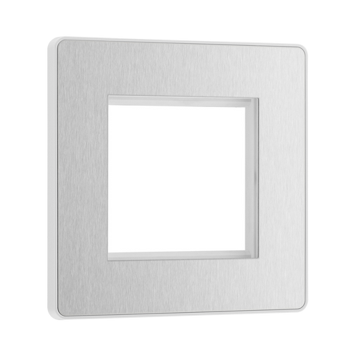 Front view of BG Evolve Brushed Steel 2G Euro Module Plate